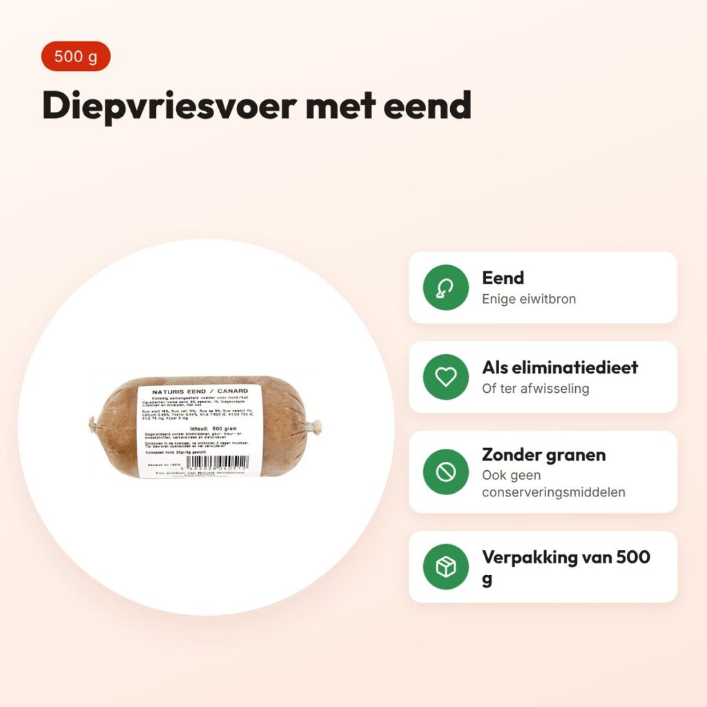 Naturis eend hondenvoer 500 g – diepgevroren – voordelen