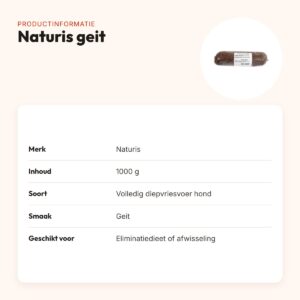 Naturis geit hondenvoer 1000 g – diepgevroren, eliminatiedieet – productinformatie