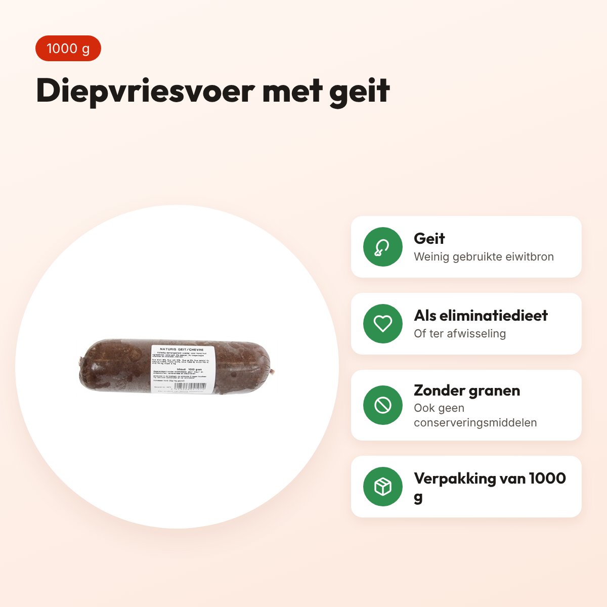 Naturis geit hondenvoer 1000 g – diepgevroren, eliminatiedieet – voordelen