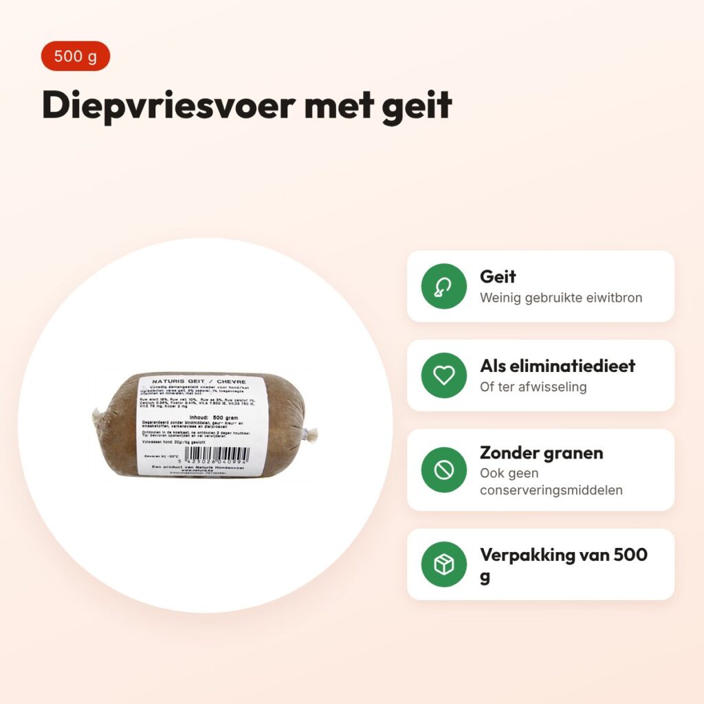 Naturis geit hondenvoer 500 g – diepgevroren, eliminatiedieet – voordelen