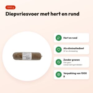 Naturis hert en rund hondenvoer 1000 g – diepgevroren, eliminatiedieet – voordelen