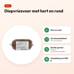 Naturis hert en rund hondenvoer 500 g – diepgevroren, eliminatiedieet – voordelen