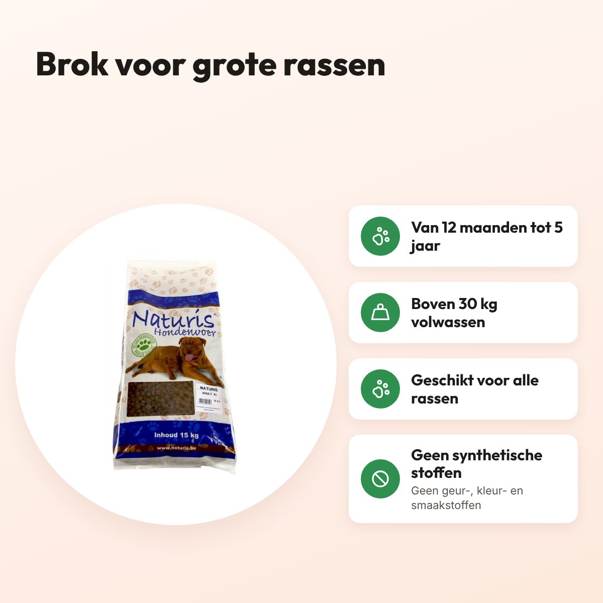 Naturis hondenvoer brok Adult XL – grote rassen – voordelen
