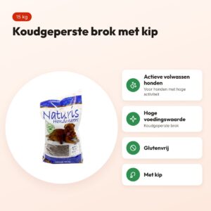 Naturis hondenvoer Brok Geperst High Energy Kip 15 kg – glutenvrij – voordelen