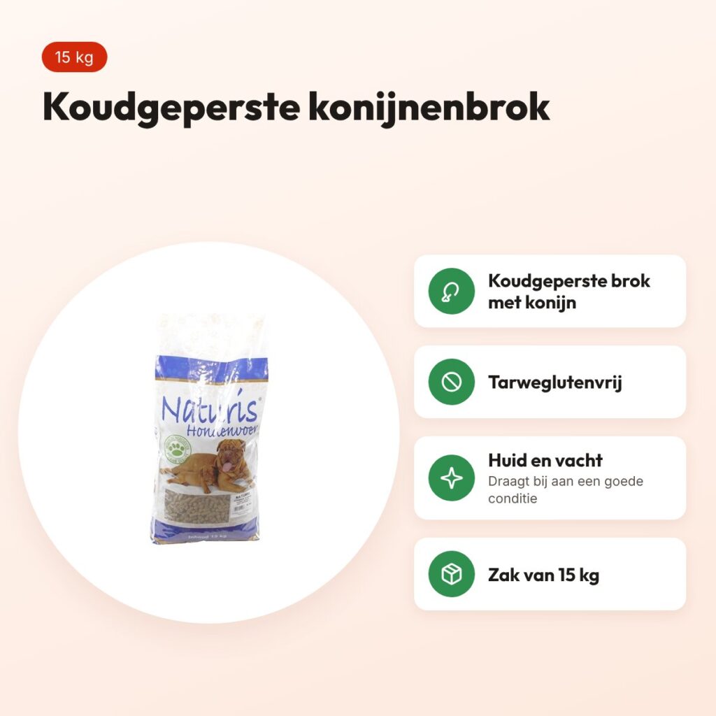 Naturis hondenvoer brok konijn 15 kg – tarweglutenvrij, koudgeperst – voordelen