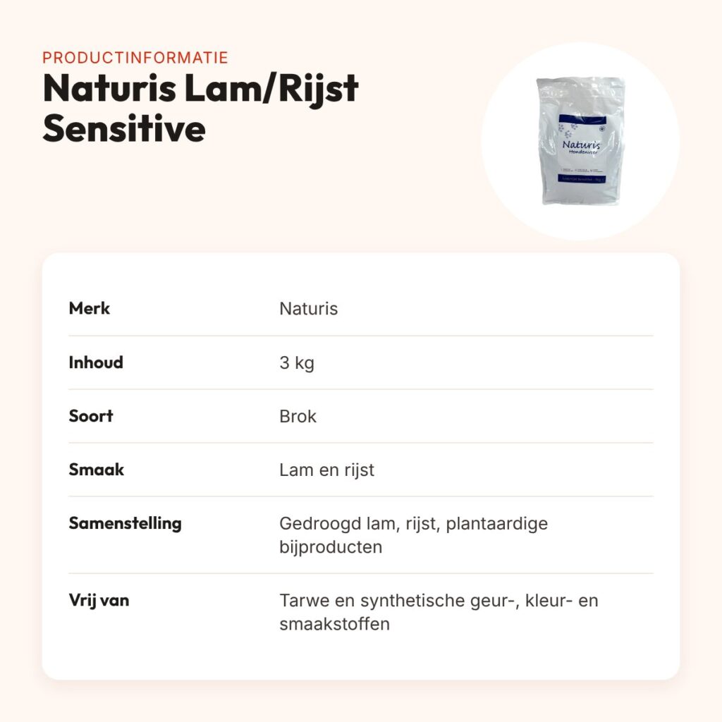 Naturis hondenvoer brok Lam/Rijst Sensitive 3 kg – tarwevrij – productinformatie