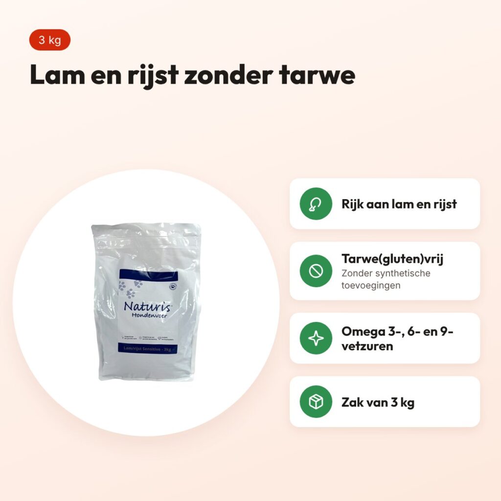 Naturis hondenvoer brok Lam/Rijst Sensitive 3 kg – tarwevrij – voordelen