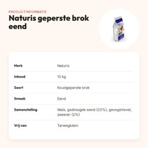 Naturis hondenvoer geperste brok eend 15 kg – tarweglutenvrij – productinformatie