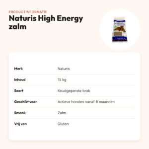 Naturis hondenvoer geperste brok High Energy zalm 15 kg – glutenvrij – productinformatie