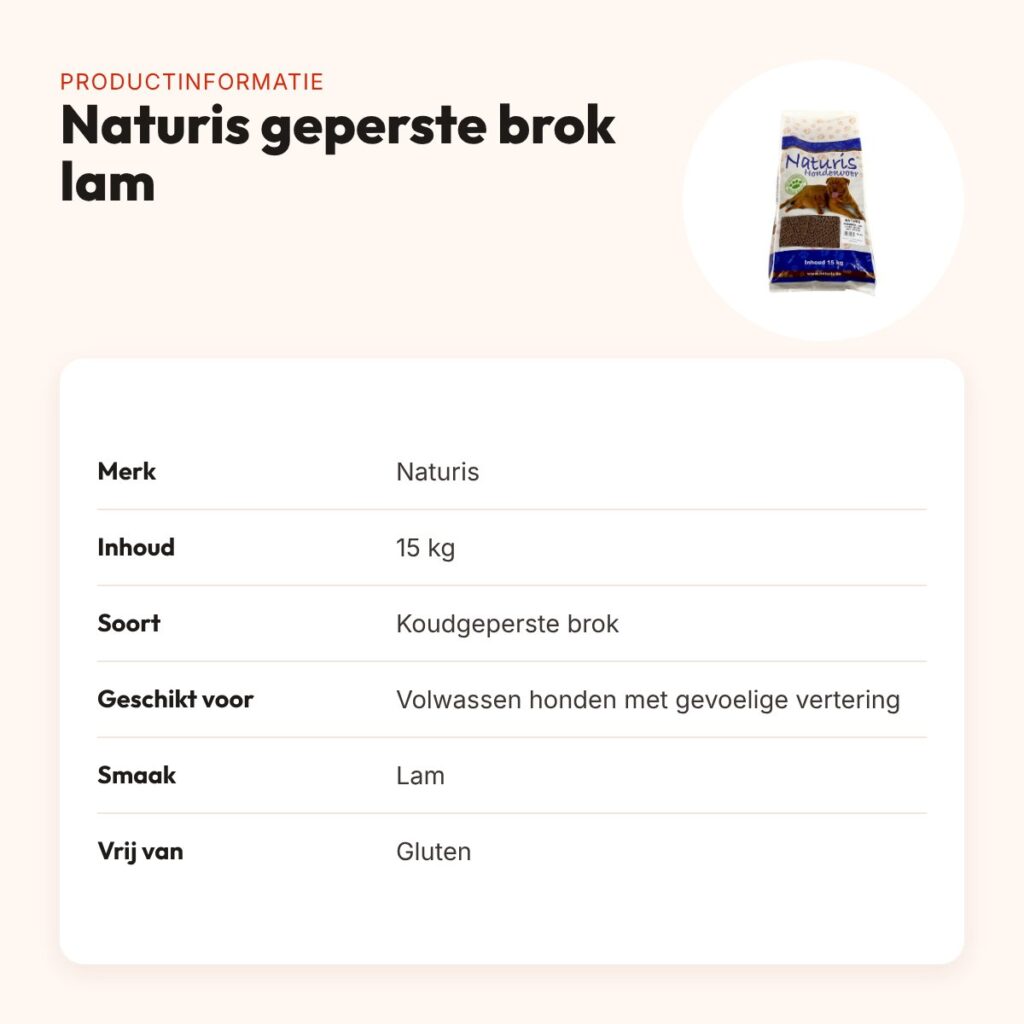 Naturis hondenvoer geperste brok lam 15 kg – glutenvrij – productinformatie