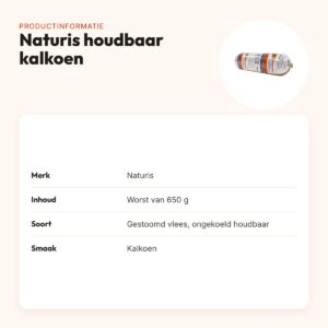 Naturis hondenvoer houdbaar kalkoen 650 g – gestoomd vers vlees met zeewier – productinformatie