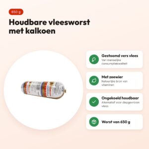 Naturis hondenvoer houdbaar kalkoen 650 g – gestoomd vers vlees met zeewier – voordelen