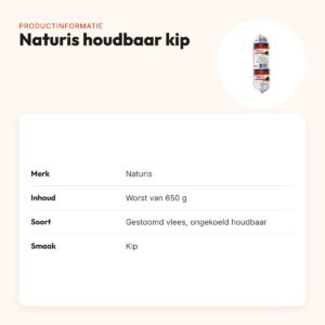 Naturis hondenvoer houdbaar kip 650 g – gestoomd vers vlees met zeewier – productinformatie