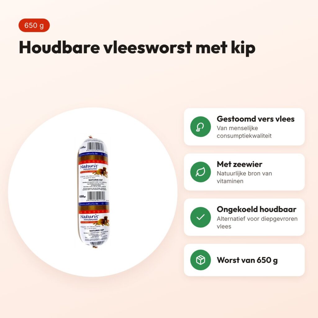 Naturis hondenvoer houdbaar kip 650 g – gestoomd vers vlees met zeewier – voordelen