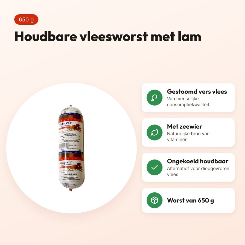 Naturis hondenvoer houdbaar lam 650 g – gestoomd vers vlees met zeewier – voordelen