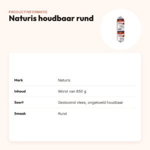 Naturis hondenvoer houdbaar rund 650 g – gestoomd vers vlees met zeewier – productinformatie
