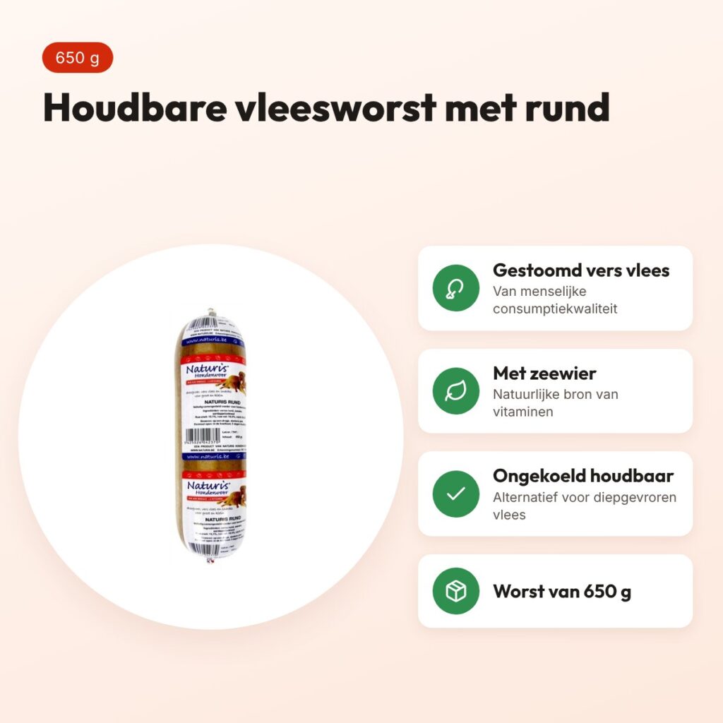 Naturis hondenvoer houdbaar rund 650 g – gestoomd vers vlees met zeewier – voordelen