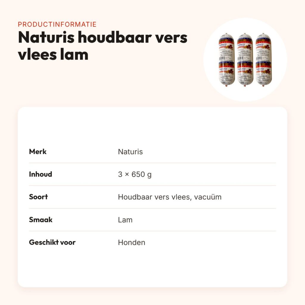 Naturis hondenvoer houdbaar vers vlees lam 650 g – multipack 3 stuks – productinformatie