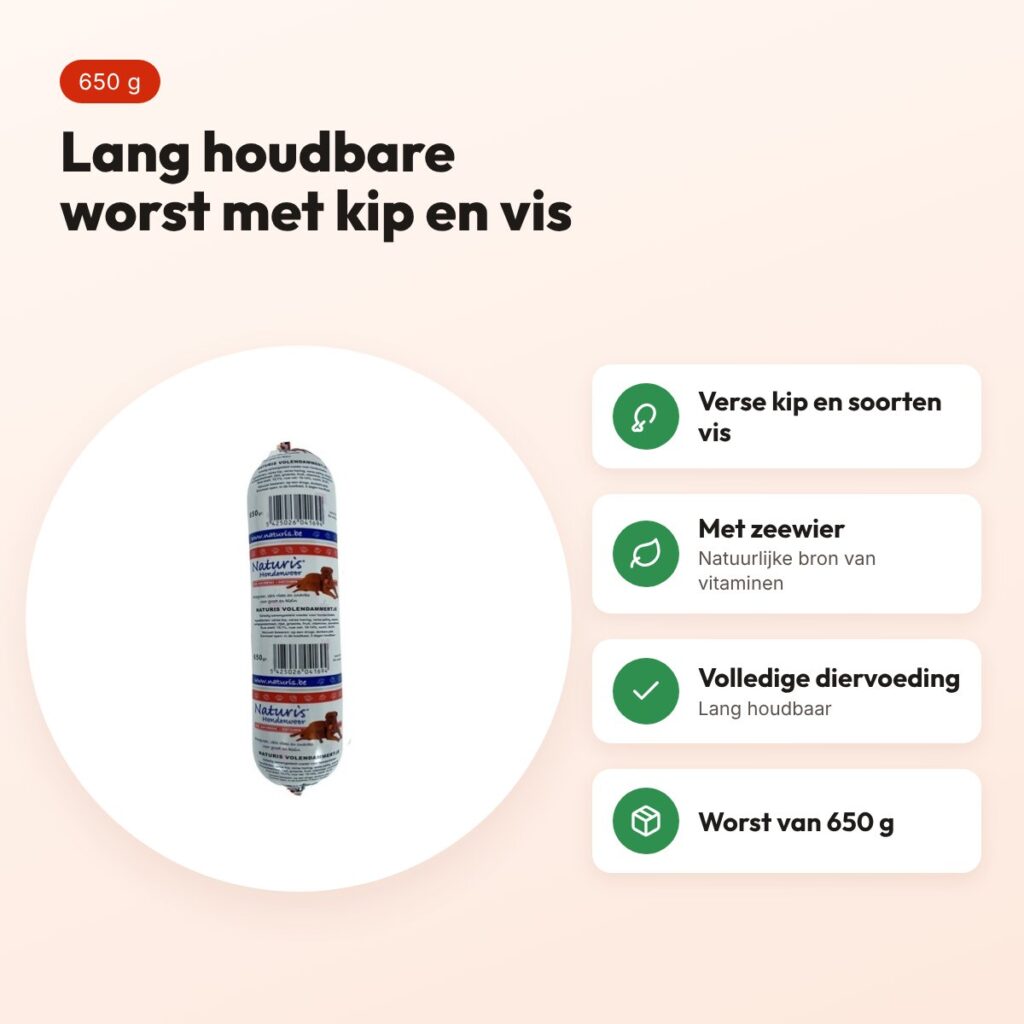 Naturis hondenvoer houdbaar vismix 650 g – lang houdbare worst – voordelen