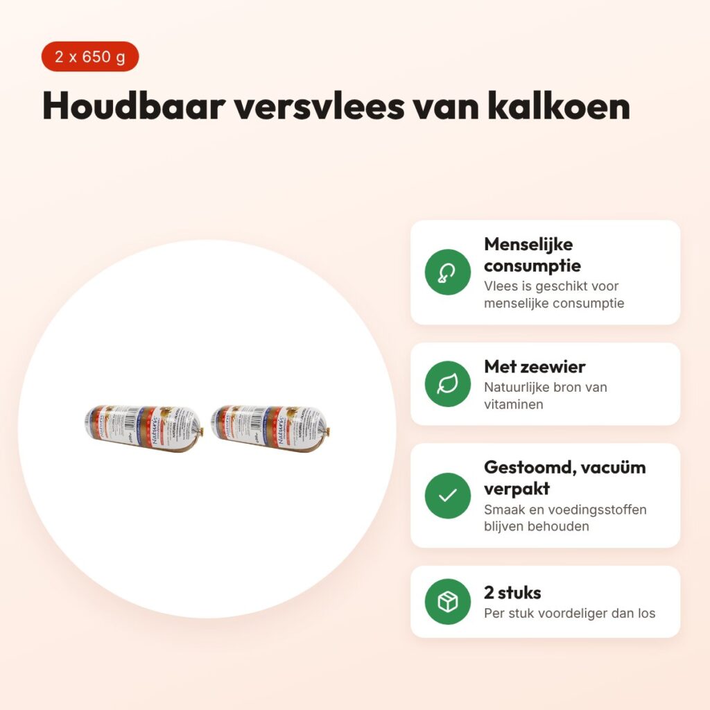 Naturis houdbaar hondenvoer kalkoen 650 g – multipack 2 stuks – voordelen
