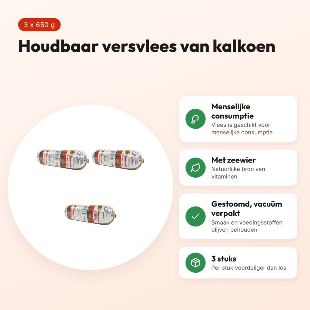 Naturis houdbaar hondenvoer kalkoen 650 g – multipack 3 stuks – voordelen