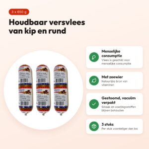 Naturis houdbaar hondenvoer kip en rund 650 g – multipack 3 stuks – voordelen