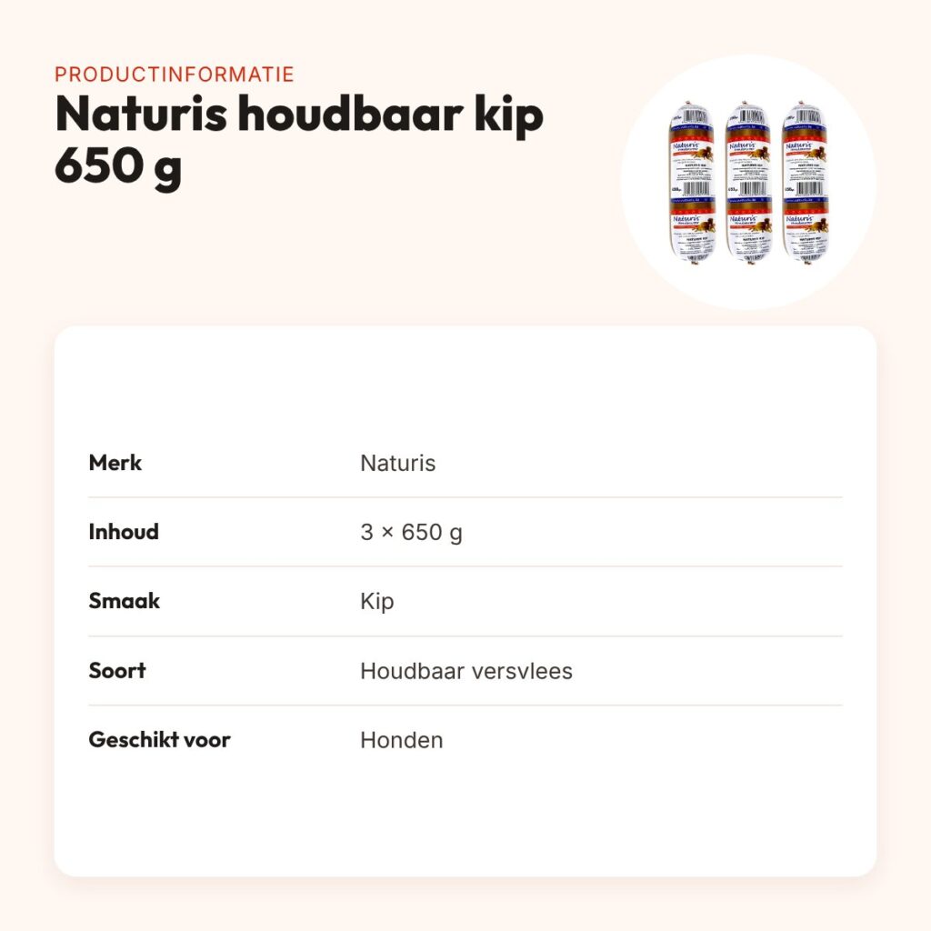 Naturis houdbaar hondenvoer kip met zeewier 650 g – multipack 3 stuks – productinformatie