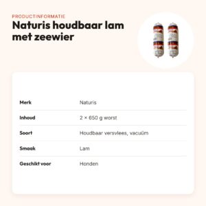 Naturis houdbaar hondenvoer lam met zeewier 650 g – multipack 2 stuks – productinformatie