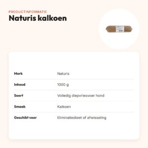 Naturis kalkoen hondenvoer 1000 g – diepgevroren, één eiwitbron – productinformatie