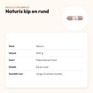 Naturis kip en rund hondenvoer 1000 g – diepgevroren – productinformatie