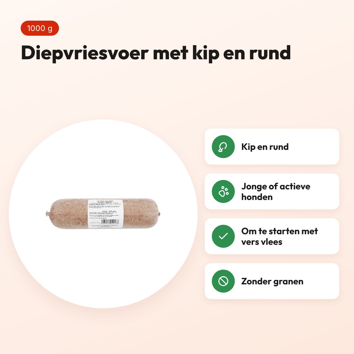 Naturis kip en rund hondenvoer 1000 g – diepgevroren – voordelen