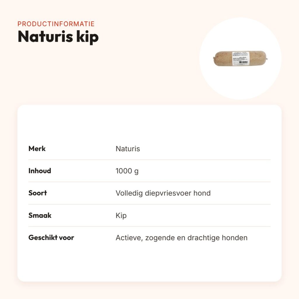 Naturis kip hondenvoer 1000 g – diepgevroren – productinformatie