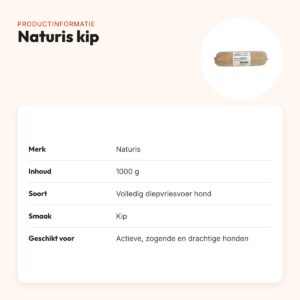Naturis kip hondenvoer 1000 g – diepgevroren – productinformatie