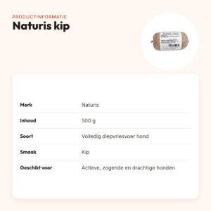 Naturis kip hondenvoer 500 g – diepgevroren – productinformatie