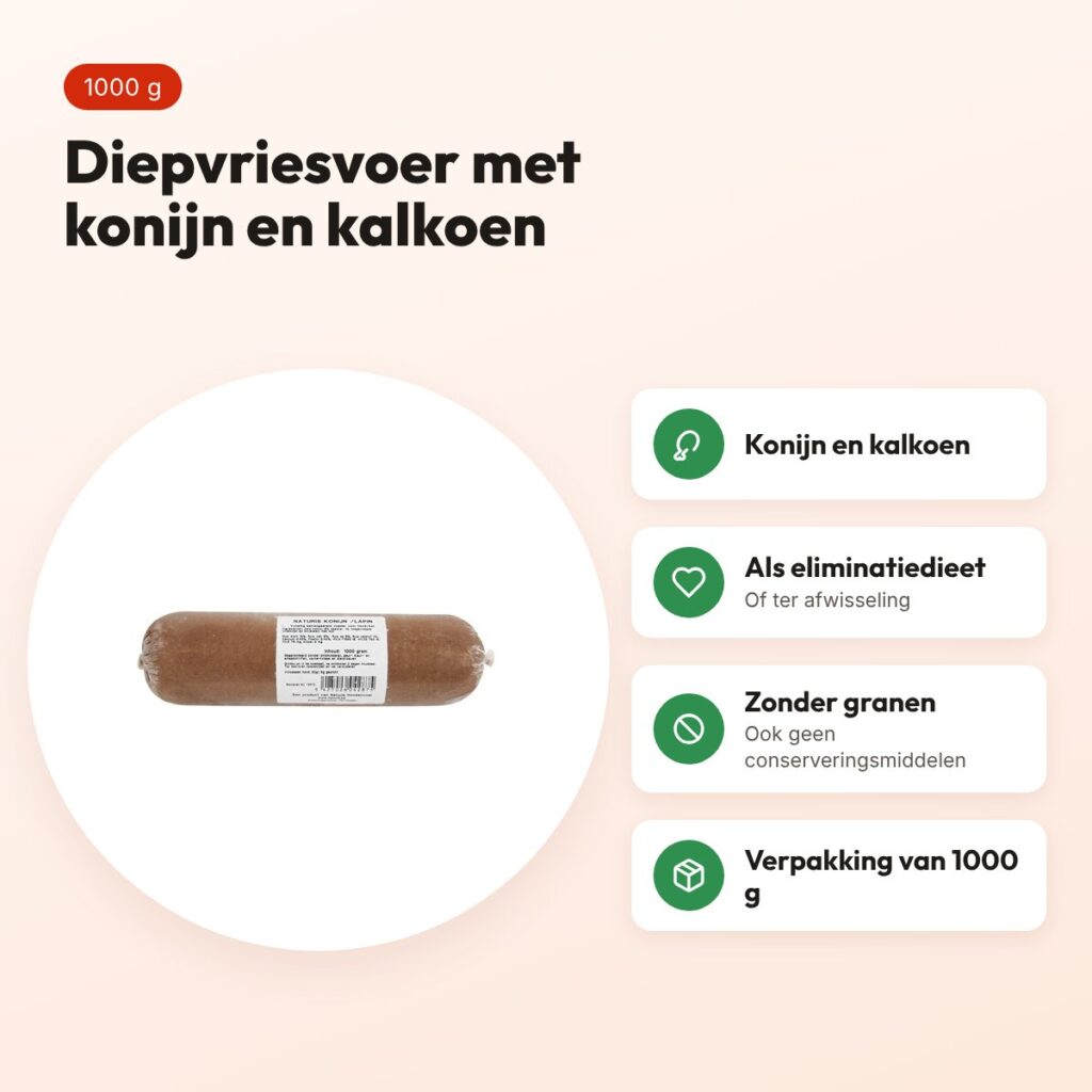 Naturis konijn en kalkoen hondenvoer 1000 g – diepgevroren – voordelen