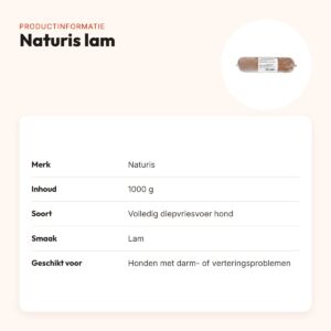 Naturis lam hondenvoer 1000 g – diepgevroren – productinformatie