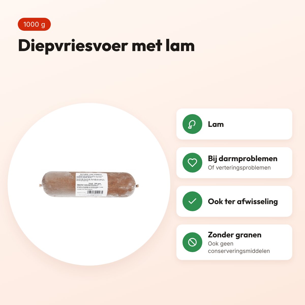Naturis lam hondenvoer 1000 g – diepgevroren – voordelen