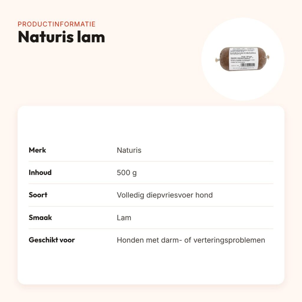 Naturis lam hondenvoer 500 g – diepgevroren – productinformatie