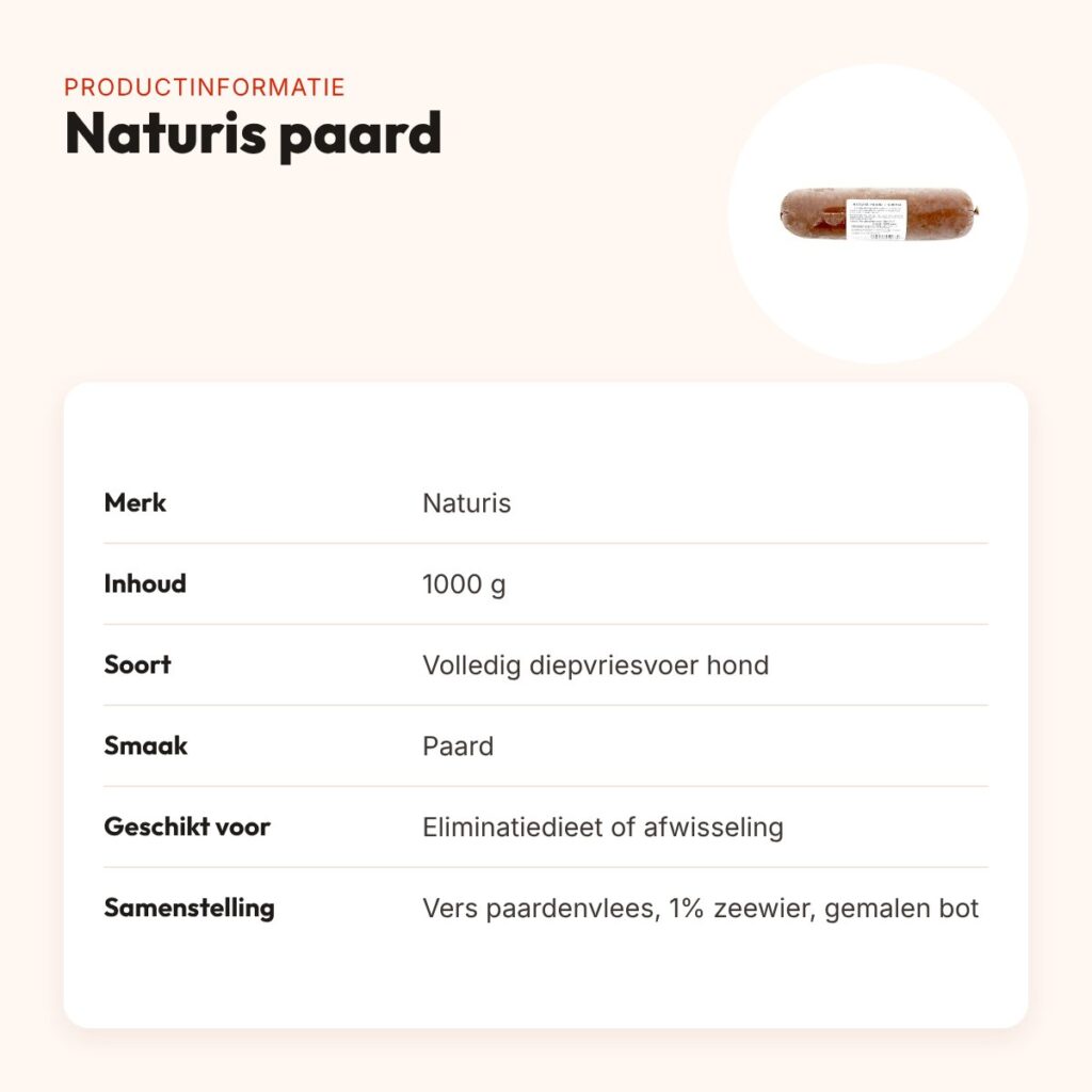 Naturis paard hondenvoer 1000 g – diepgevroren – productinformatie