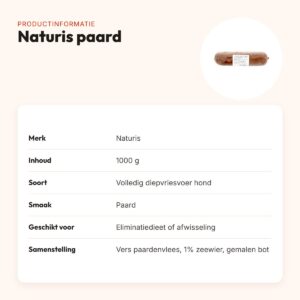 Naturis paard hondenvoer 1000 g – diepgevroren – productinformatie