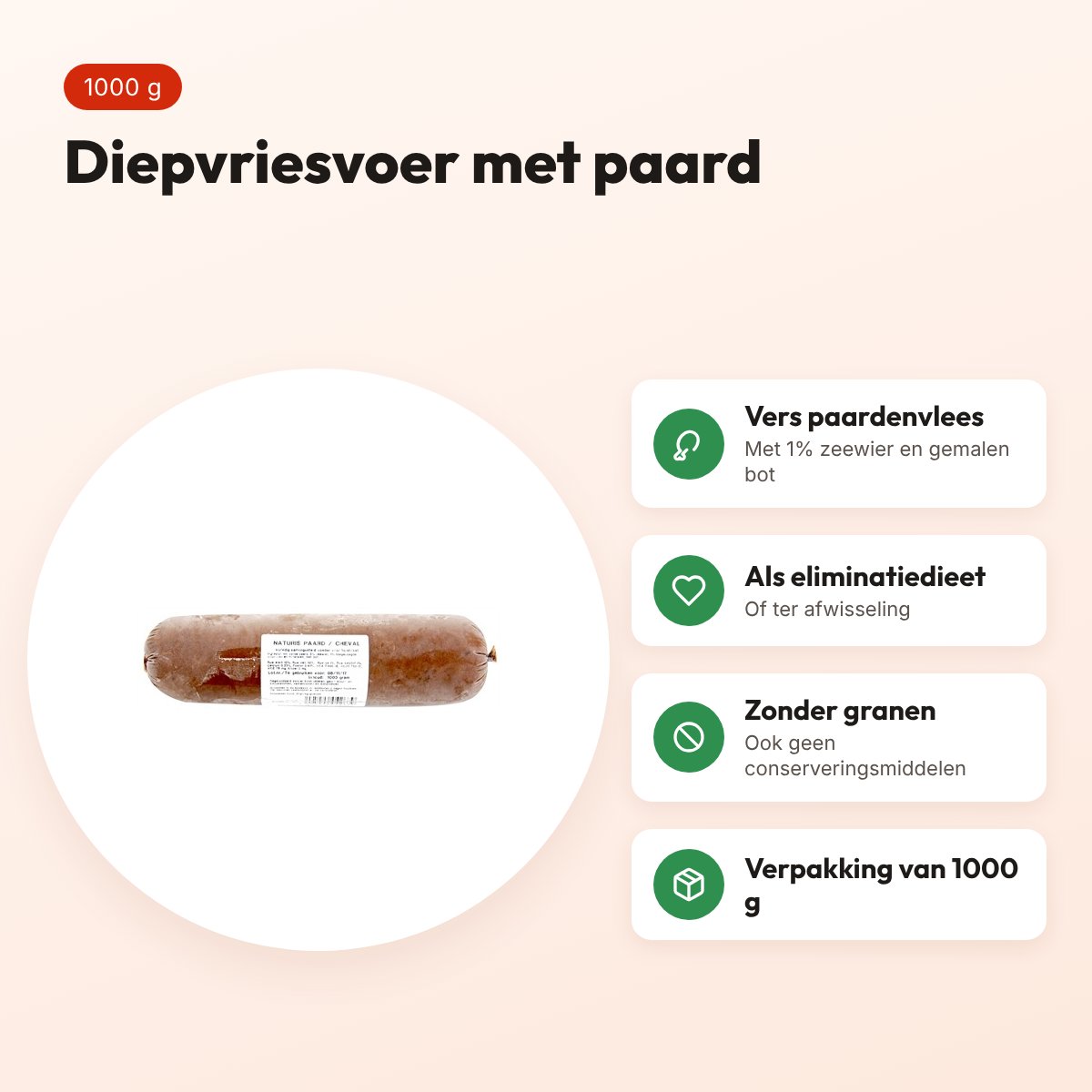 Naturis paard hondenvoer 1000 g – diepgevroren – voordelen