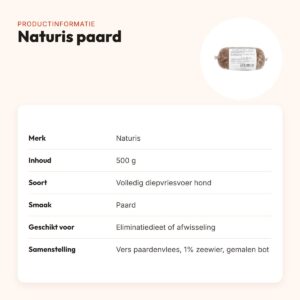 Naturis paard hondenvoer 500 g – diepgevroren – productinformatie