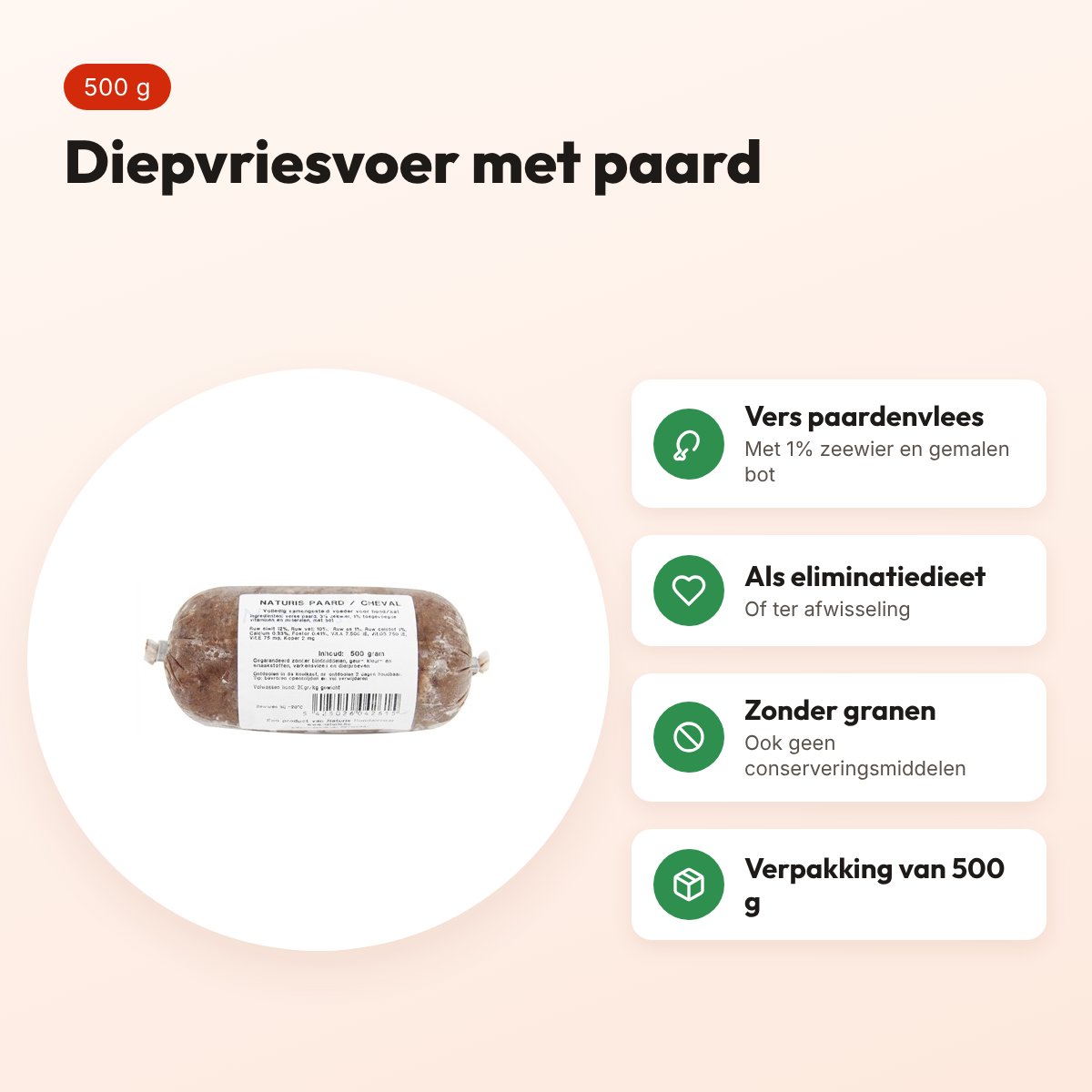 Naturis paard hondenvoer 500 g – diepgevroren – voordelen