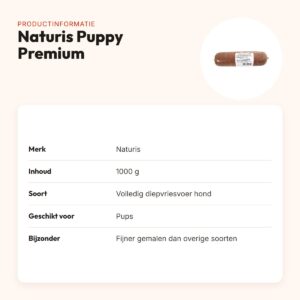 Naturis Puppy Premium hondenvoer 1000 g – diepgevroren – productinformatie