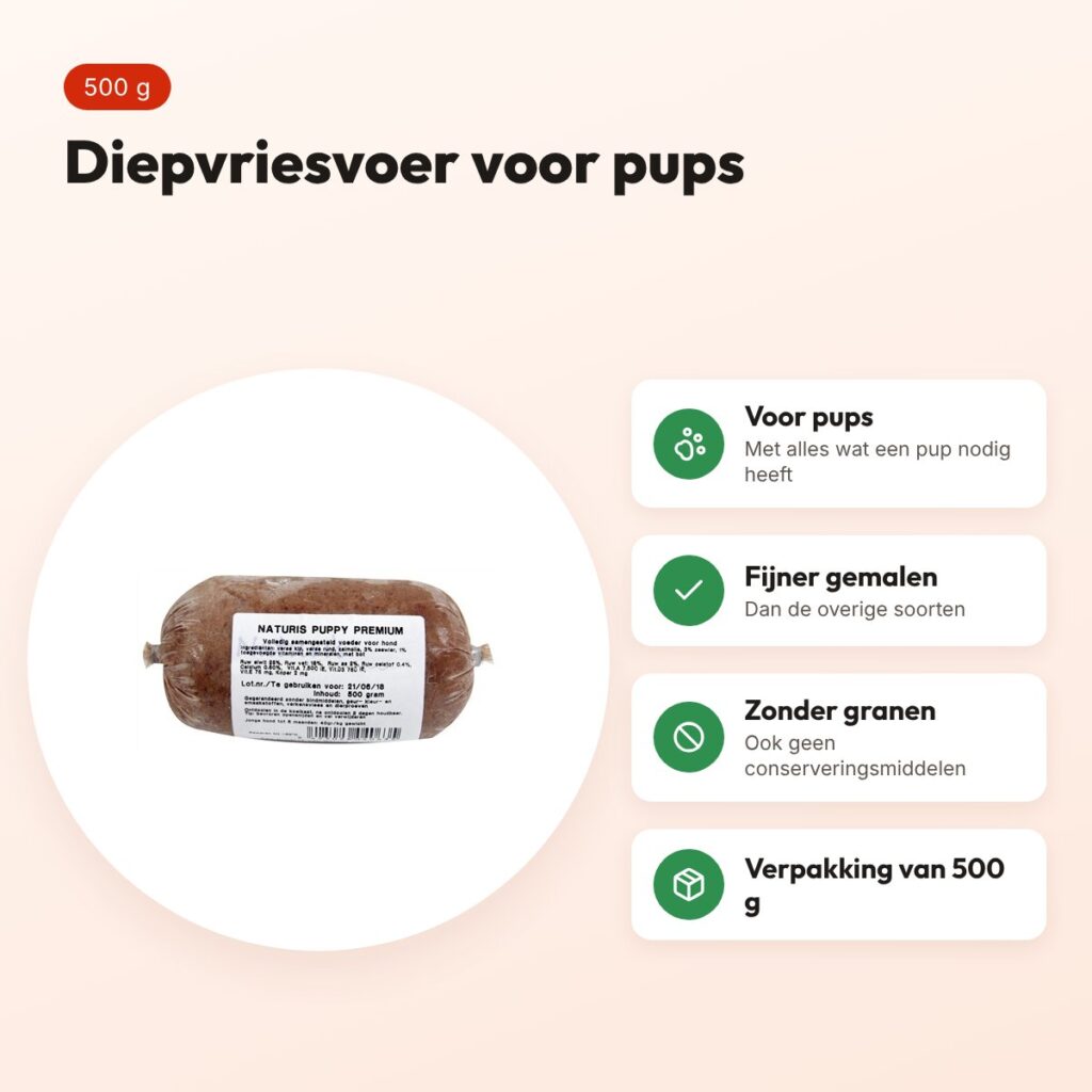 Naturis Puppy Premium hondenvoer 500 g – diepgevroren – voordelen