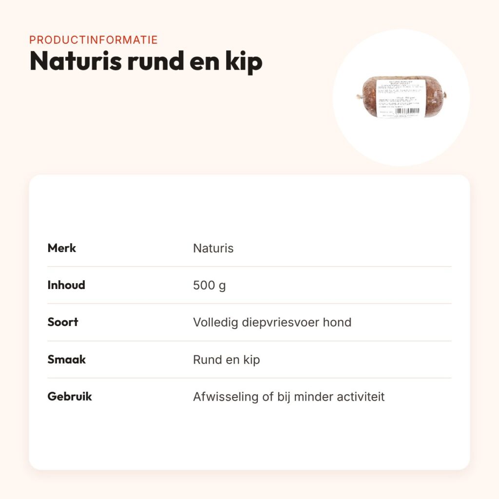 Naturis rund en kip hondenvoer 500 g – diepgevroren – productinformatie