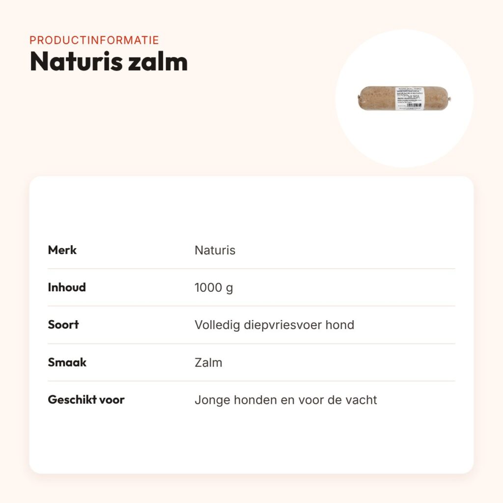Naturis zalm hondenvoer 1000 g – diepgevroren – productinformatie