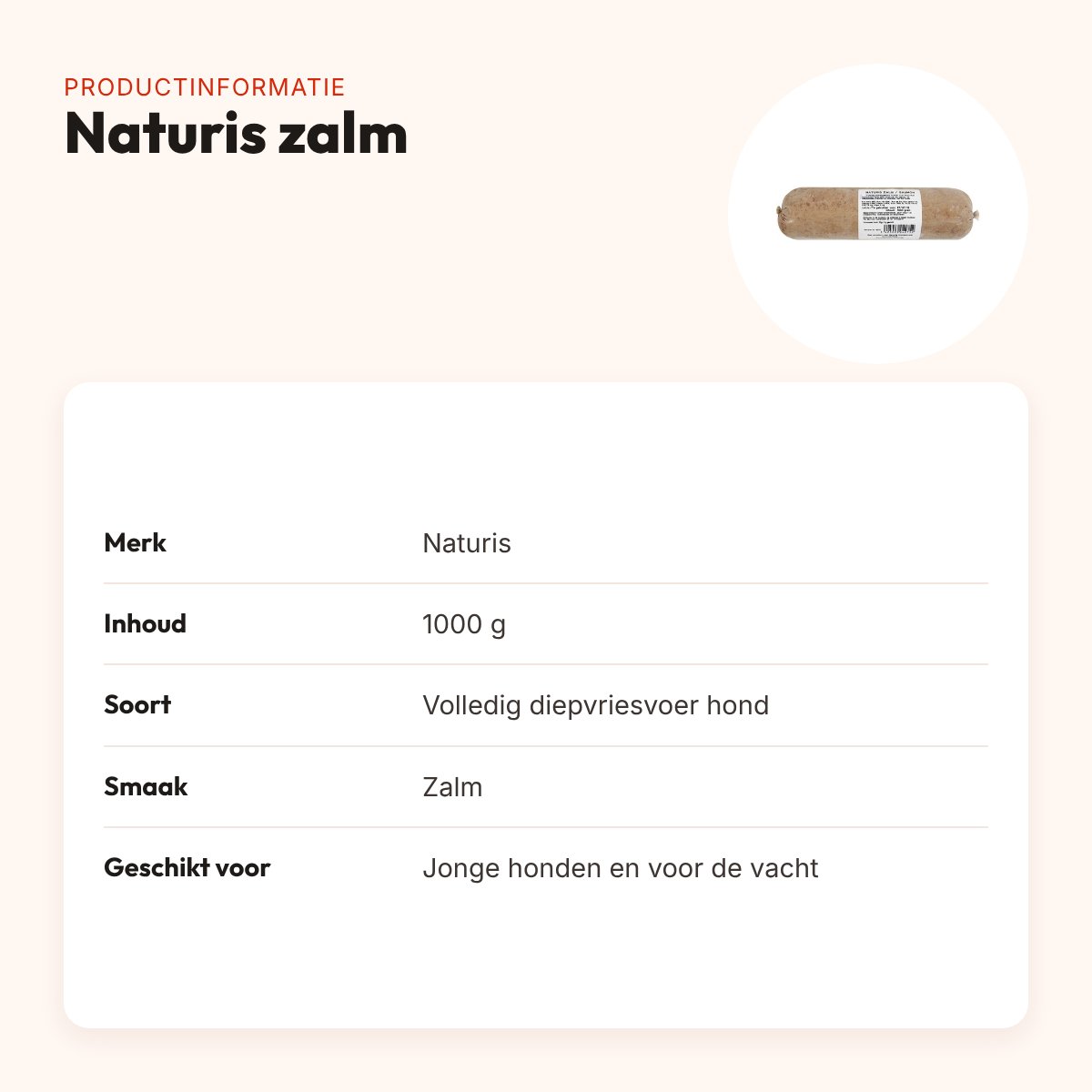 Naturis zalm hondenvoer 1000 g – diepgevroren – productinformatie