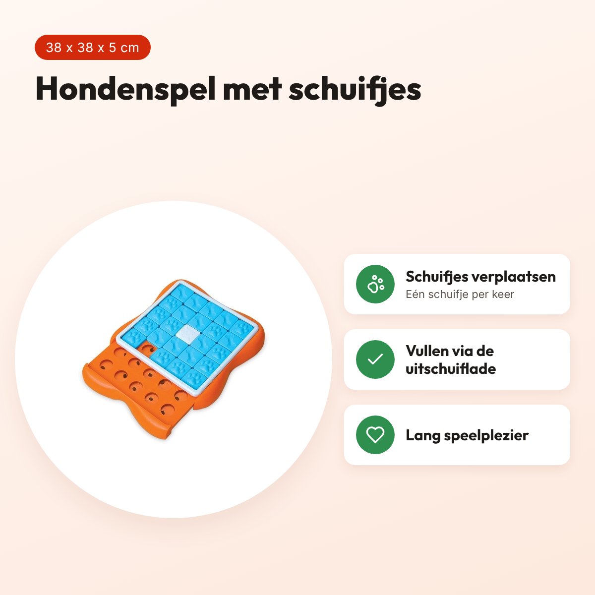 Nina Ottosson Challenge Slider 38 x 38 x 5 cm – hondenspel, oranje/blauw – voordelen