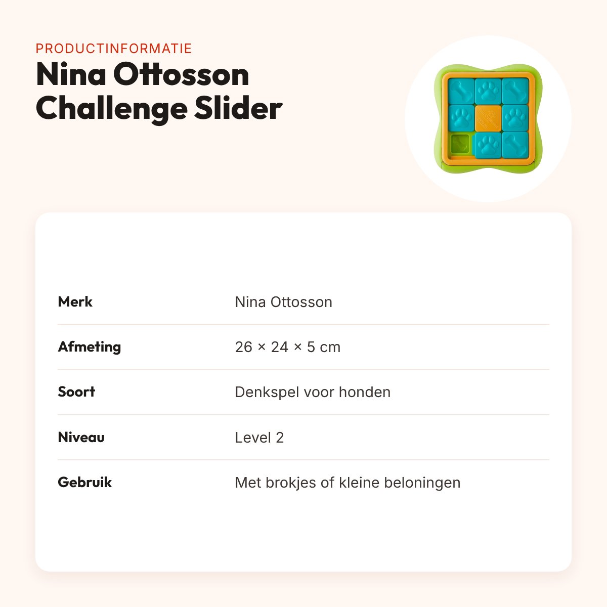 Nina Ottosson denkspel hond Challenge Slider level 2 26 x 24 x 5 cm – productinformatie